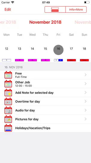 Captura de pantalla de Roster-Calendar en iPhone 5