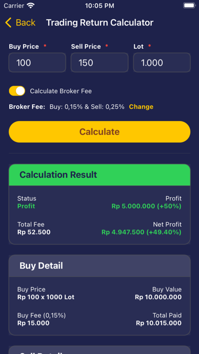 Kalkulator Saham Screenshot