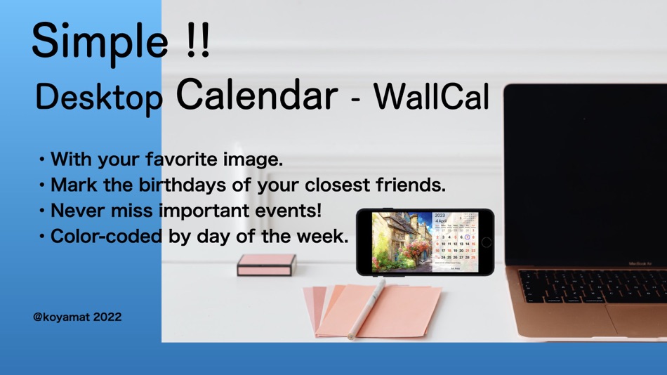 #1. Desktop Calendar - WallCal (iOS) 由: takashi koyama