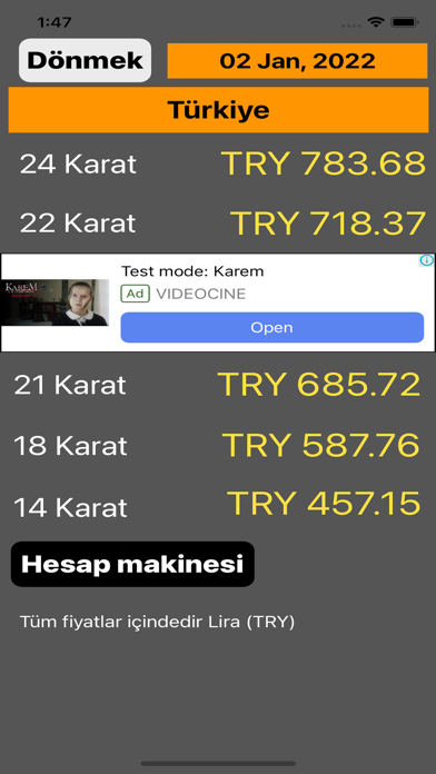 Turkey Gold Price Screenshot