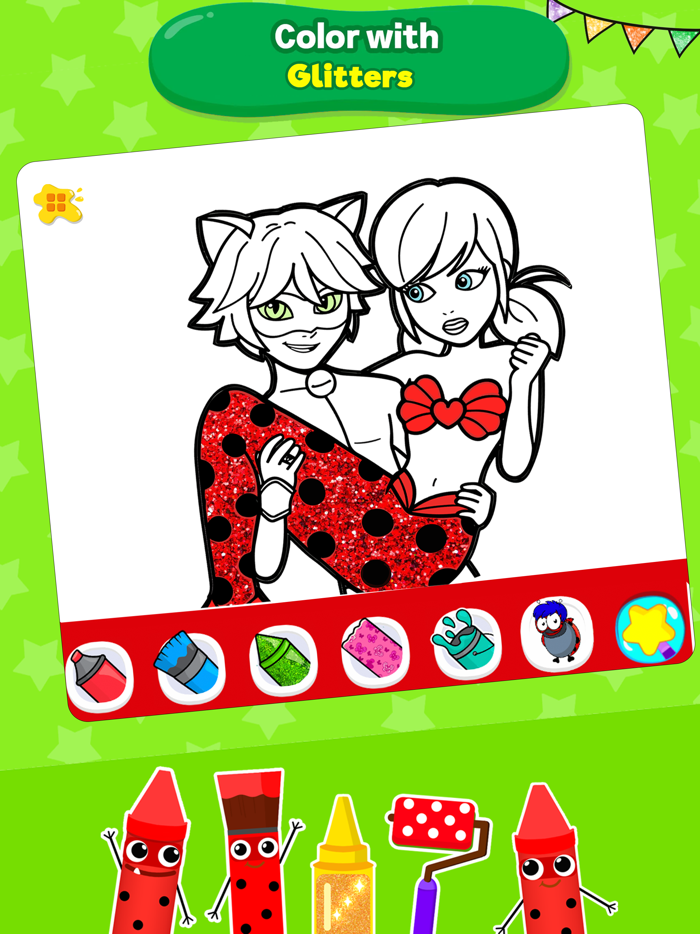 Glitter Ladybug Coloring Fun