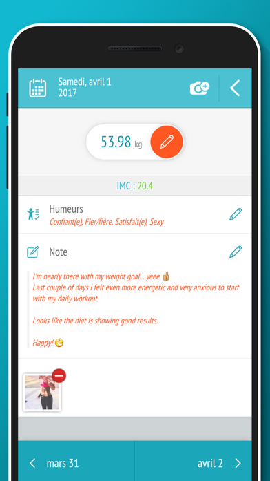 Screenshot #3 pour Suivi de poids quotidien, IMC