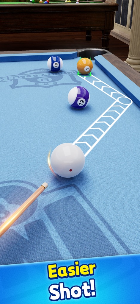 Infinity 8 Ball™ Pool King - Users can experience improved shot accuracy with the app's extended targeting line and realistic 3D pool table environment.