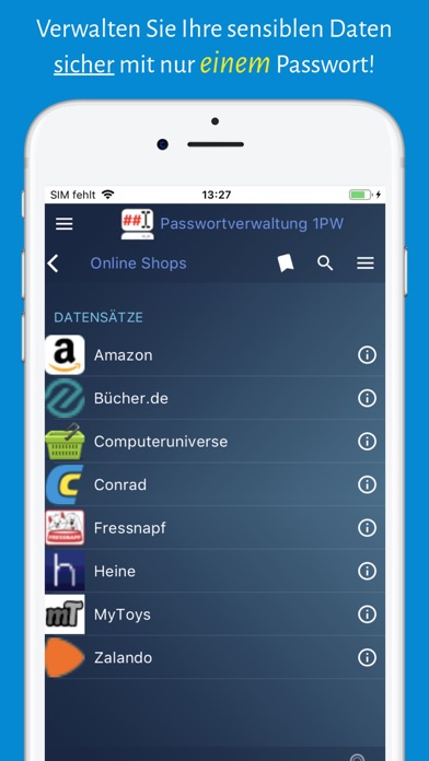 1PW Passwortverwaltung Screenshot