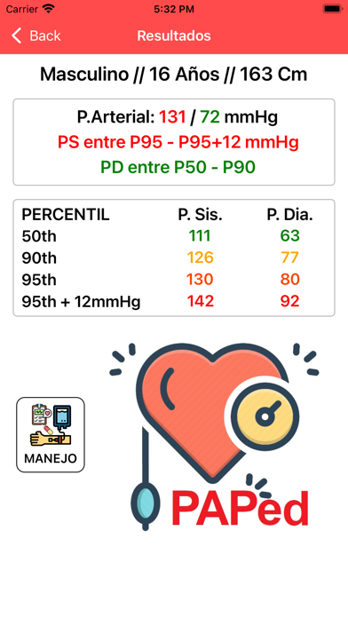 Presión Arterial Pediátrica Screenshot