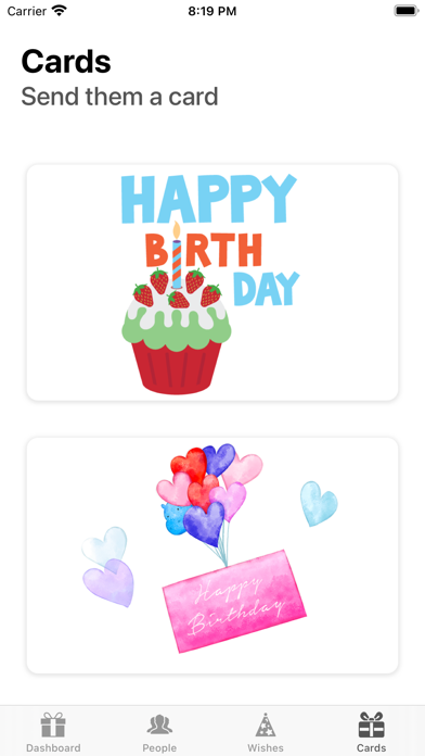 Birthdays app Screenshot