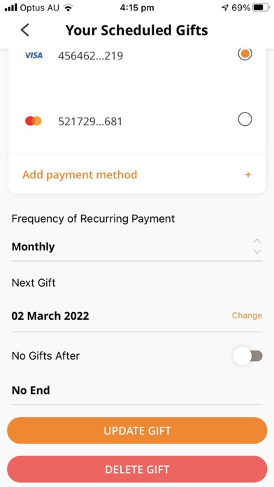 eGiving Screenshot