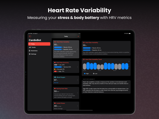 CardioBot: Heart Rate Monitor iPad app afbeelding 4