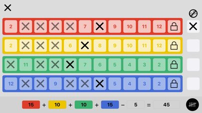 X-Out: Qwixx Scoresheet Screenshot