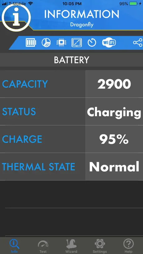 Ampere - battery charge info