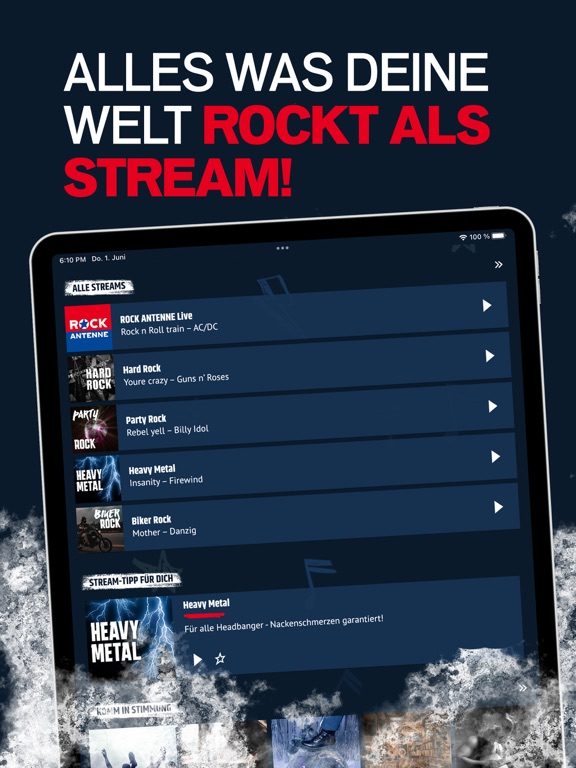 ROCK ANTENNE iPad screenshot 5 - Music app