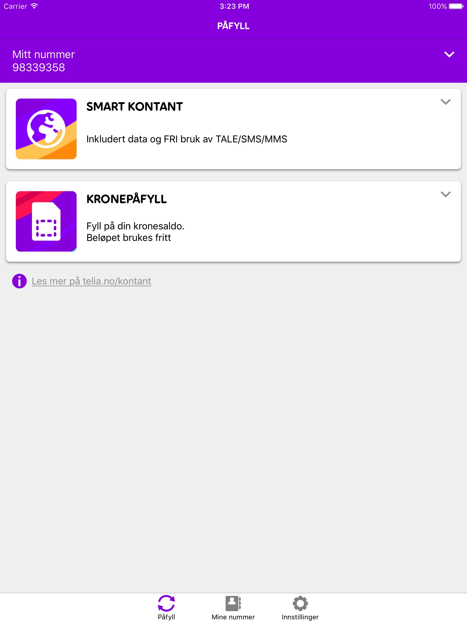 Telia Påfyll screenshot 2