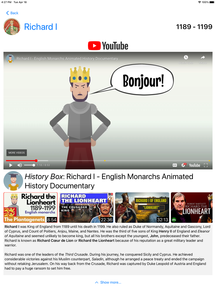 British Reigns Bios and Videos