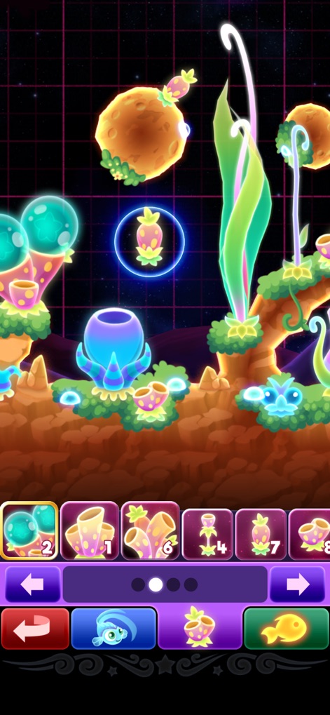 Super Starfish - Discover the extensive customization options, allowing users to build a unique space aquarium with a grid layout and a wide selection of exotic flora.