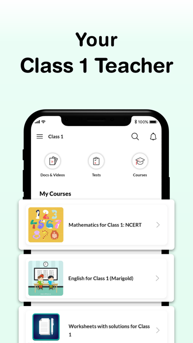 Class 1 App: Worksheets, NCERT Screenshot