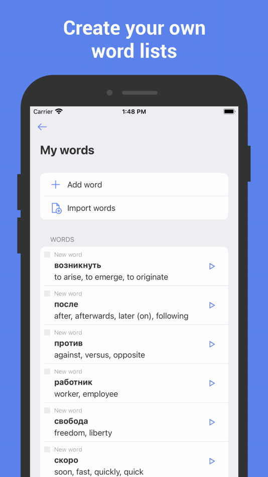 #3. Learn Russian with Flashcards! (iOS) Podle: Nikita Olifer