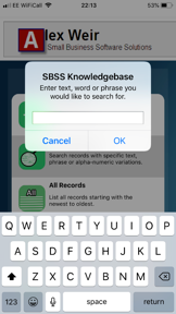 SBSS Knowledgebase screenshot