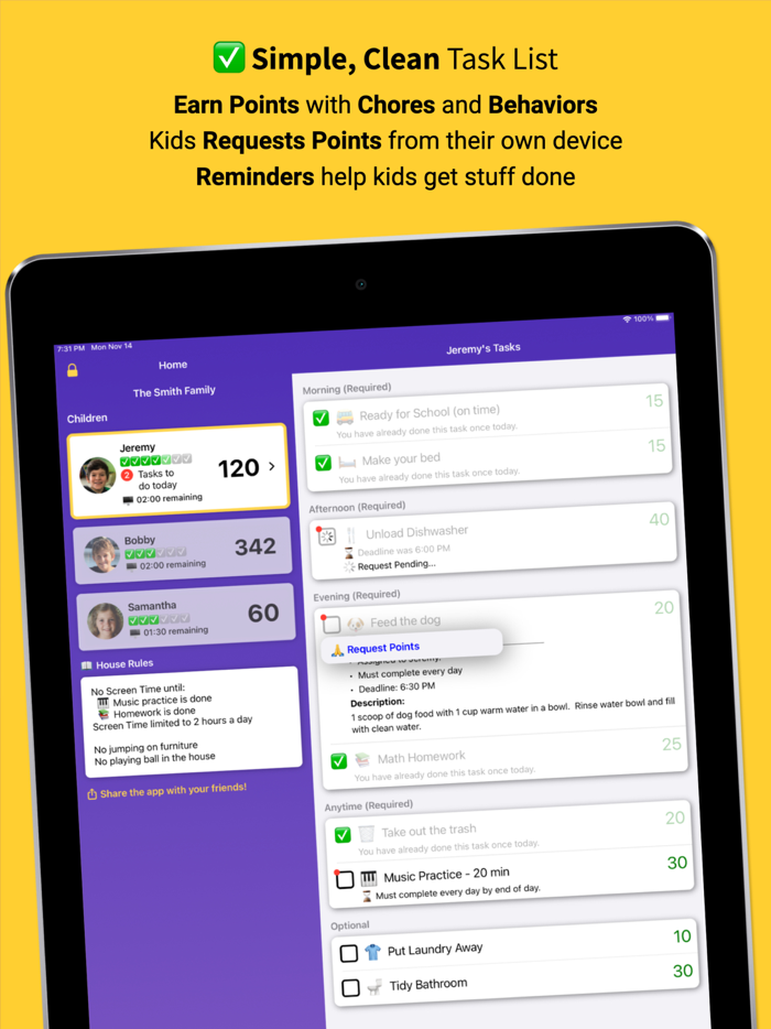 Privilege Points Chore Tracker