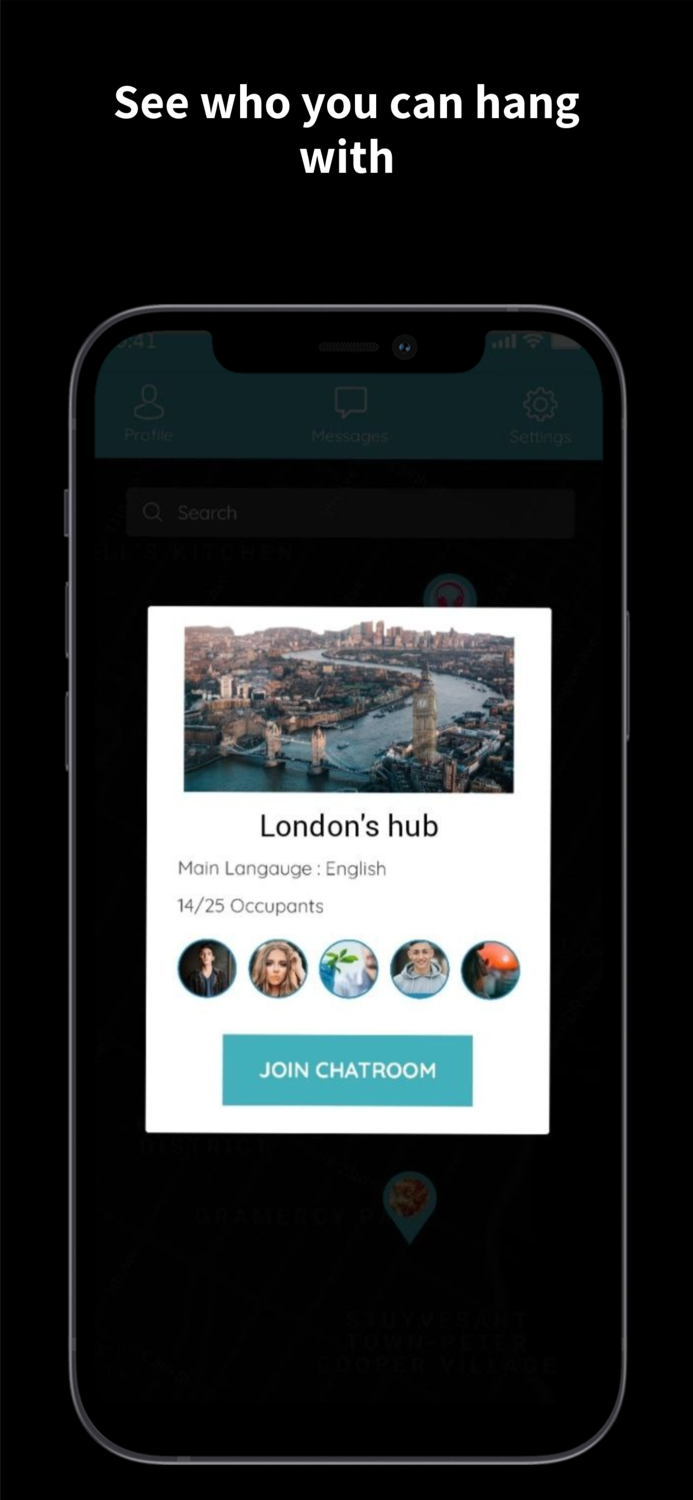 Hubs Chatrooms on the map