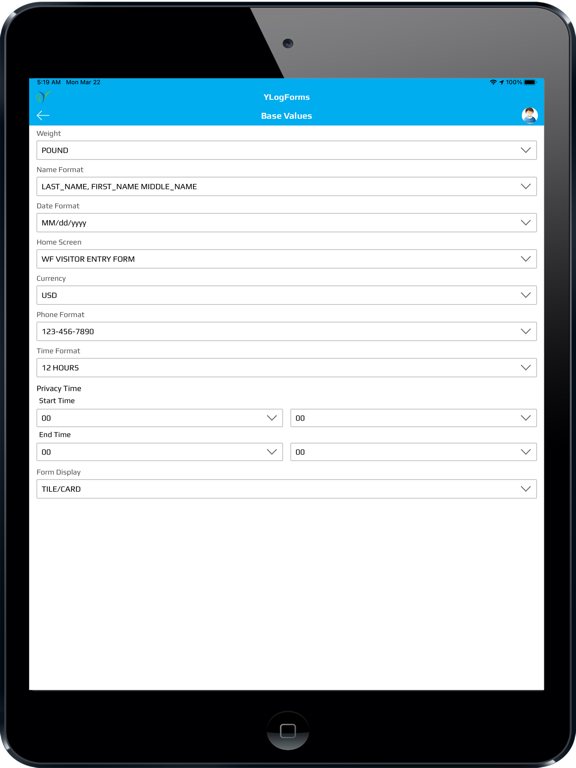 YLogForms iPad screenshot