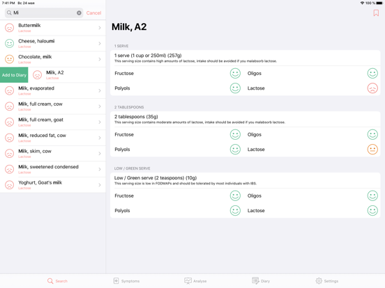 Low FODMAP diet foods for IBS iPad screenshot 8 - Food & Drink app