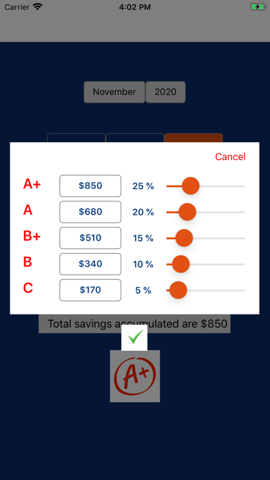 Savings Scorecard Screenshot