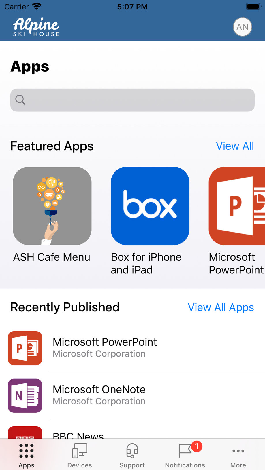 Intune 公司门户 截图