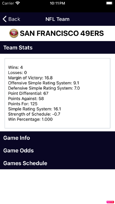 NFL Betting Odds Screenshot