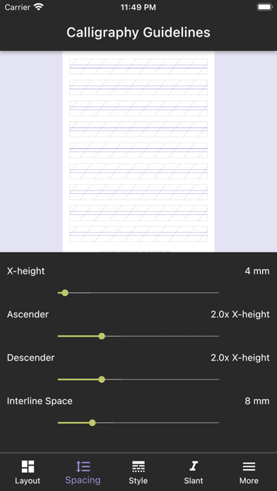 Calligraphy Guidelines Screenshot