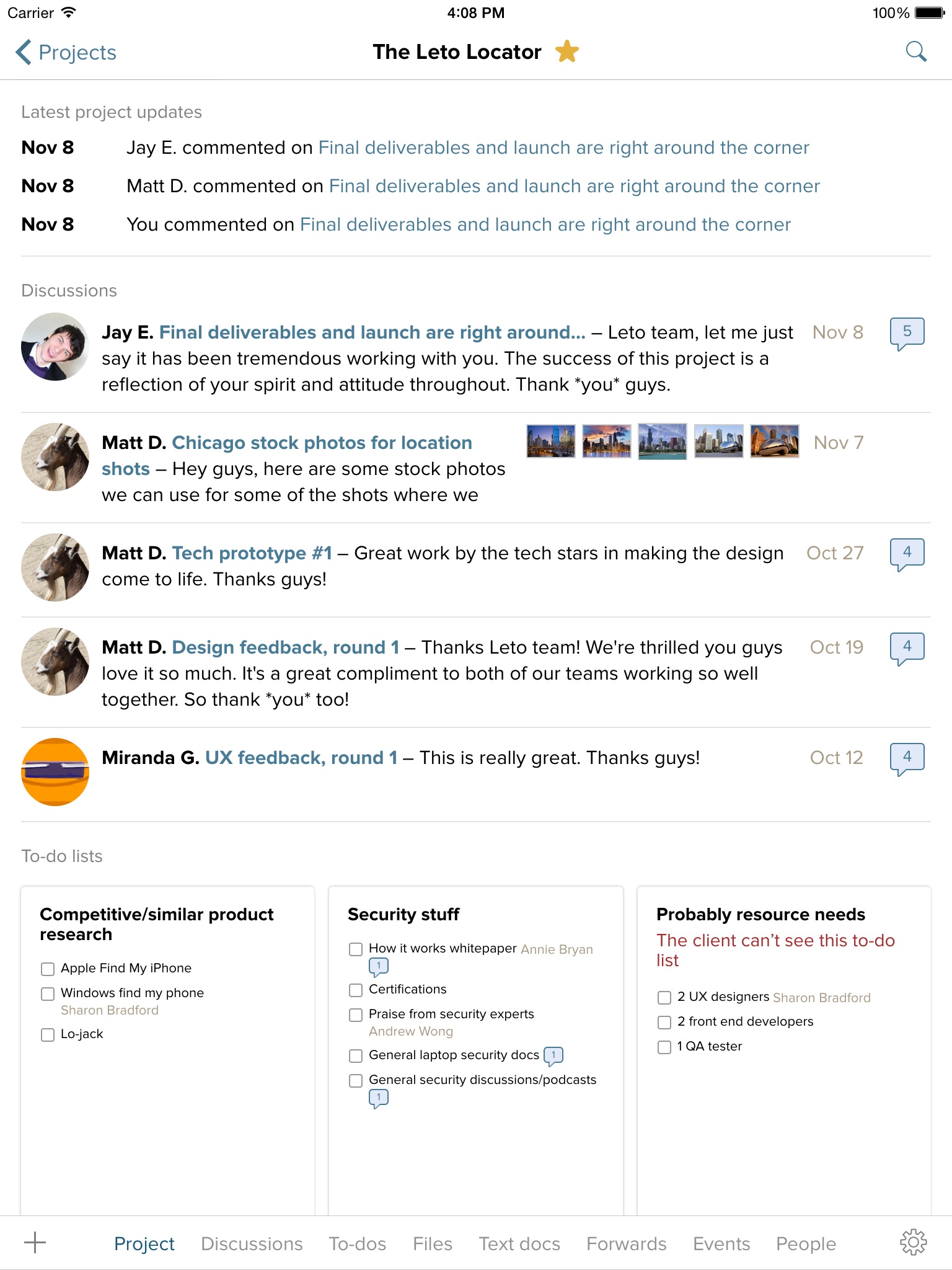 Basecamp 2 for iPad screenshot 3
