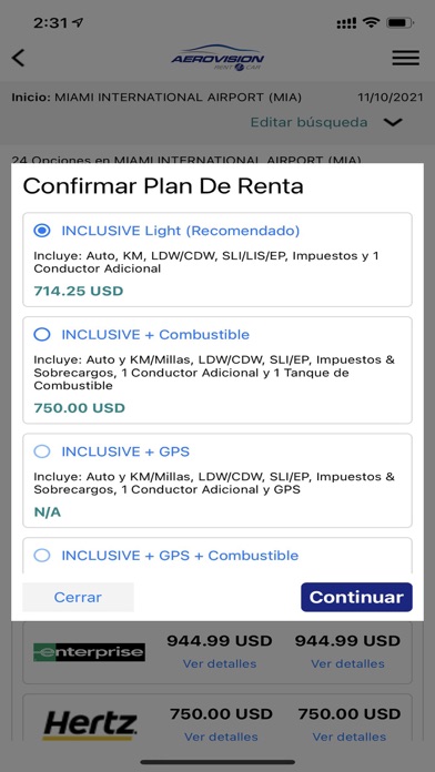 Aerovision SAS - Rent a Car Screenshot