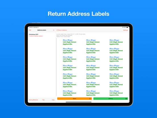 Address Labels & Envelopes iPad app afbeelding 10
