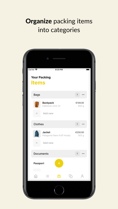 Packingbird - Packing List App Screenshot