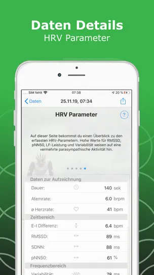 Screenshot von HeartBreath HRV auf dem iPhone 8