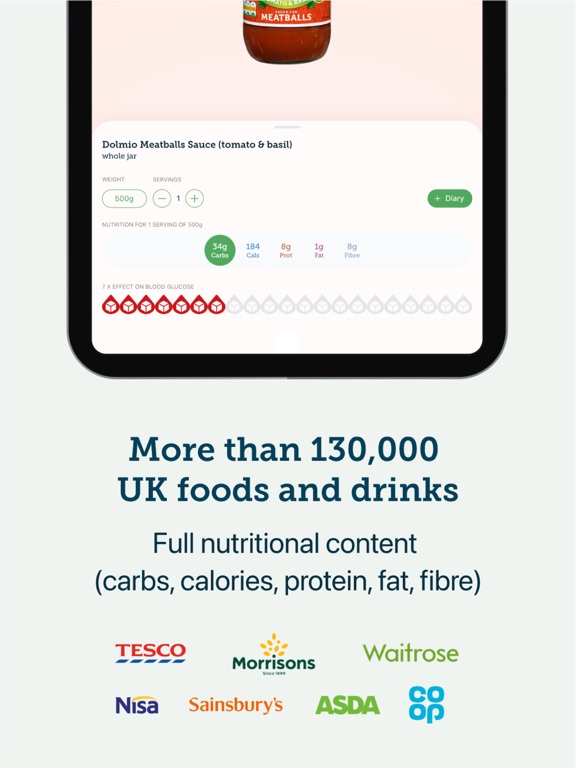 Carbs & Cals Diet & Diabetes App voor iPhone, iPad en iPod touch