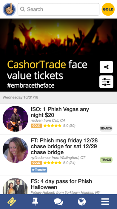 CashorTrade Face Value Tickets Screenshot