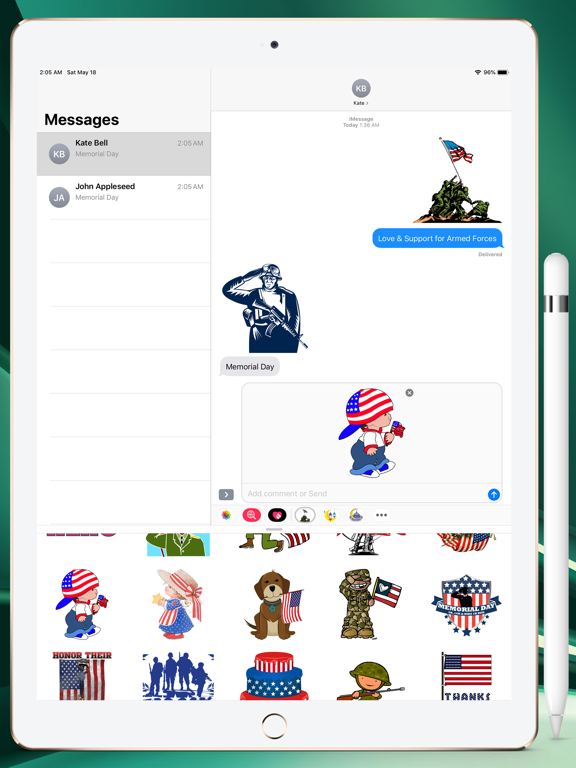 Memorial Day HD Stickers iPad screenshot 10 - Stickers app