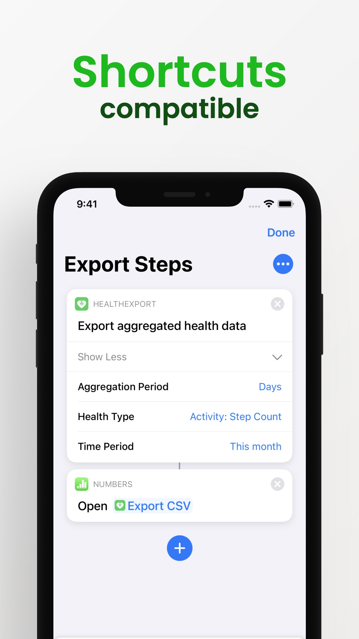 Screenshot do app Health Export CSV