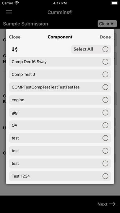 Cummins Active Care Testing Screenshot