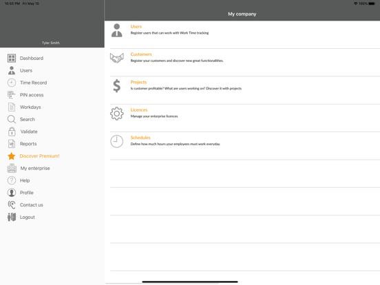 Bixpe Worktime Tracking iPad screenshot 6 - Productivity app