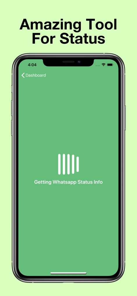 Status Saver: Photo & Video - The app efficiently processes status data, indicated by a sleek loading animation and the direct message 'Getting Whatsapp Status Info'.