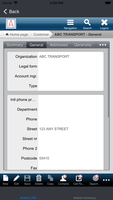 Arcadium CRM Screenshot