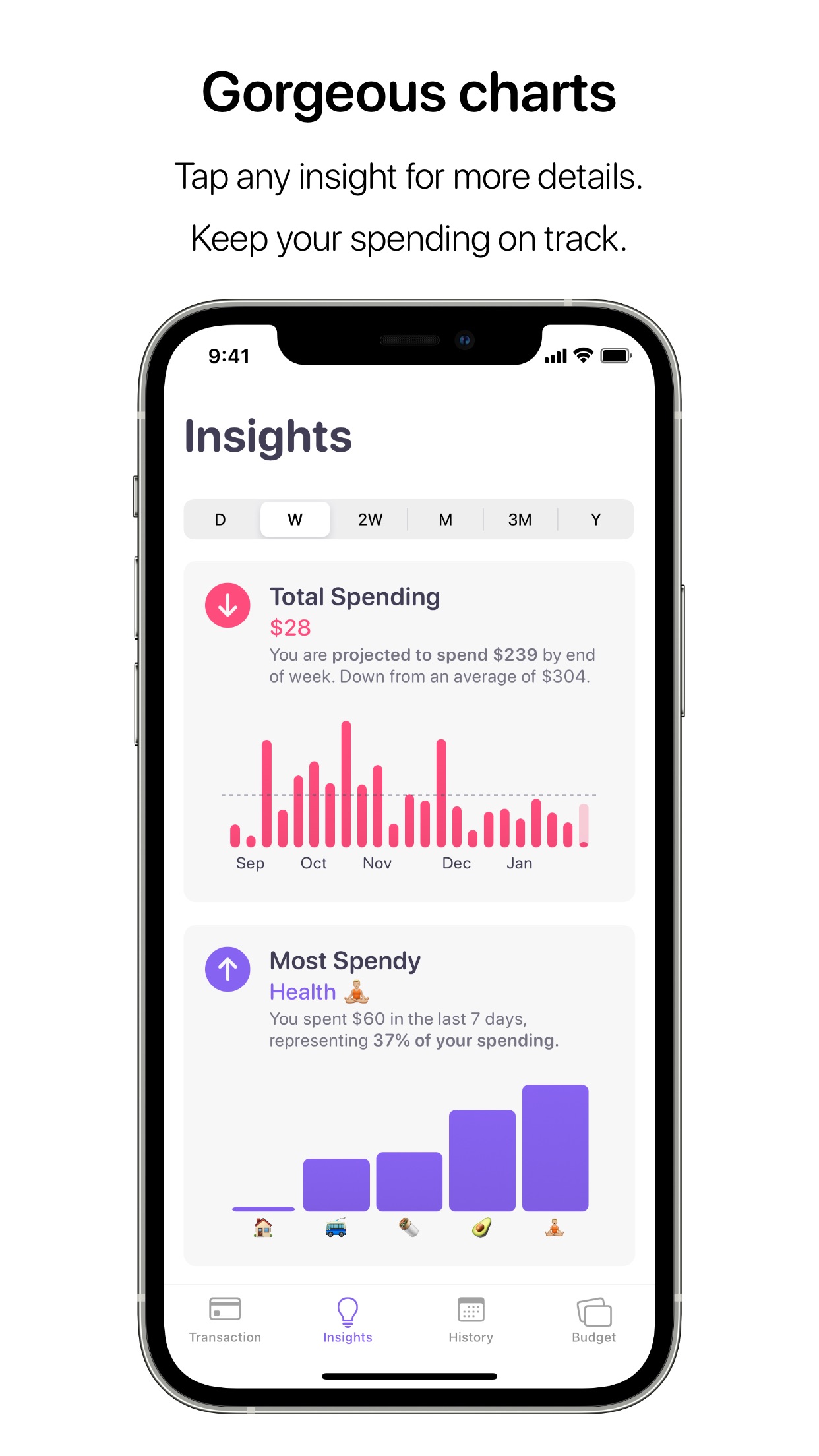 Screenshot do app Nudget: Spending Tracker