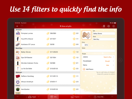 The Christmas Gift List Pro iPad app afbeelding 2