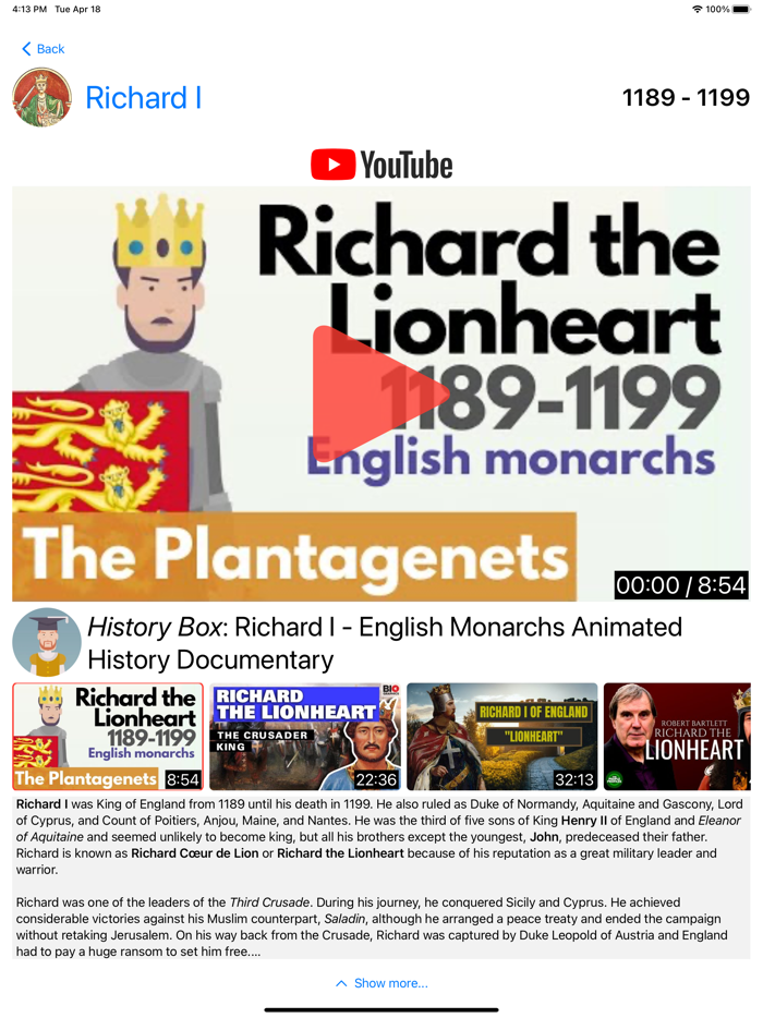 British Reigns Bios and Videos