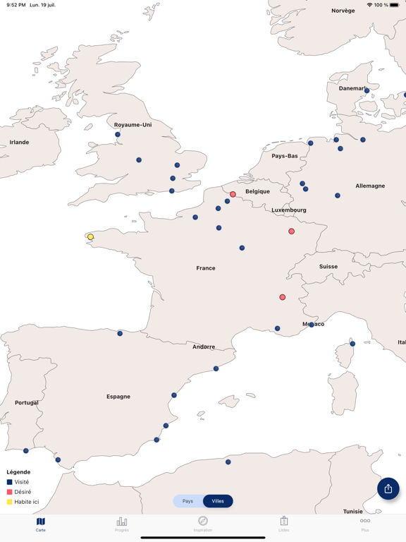 Visited Map: Carte De Voyages