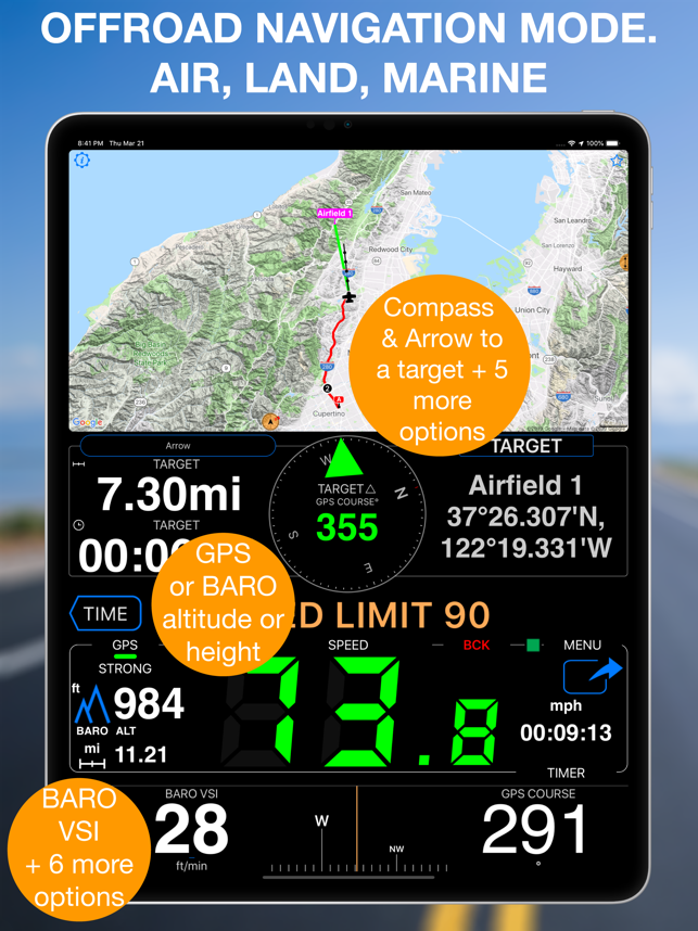 ‎มาตรวัดความเร็ว 55 Pro ชุด GPS. ภาพหน้าจอ