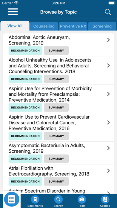 USPSTF Prevention TaskForce Screenshot