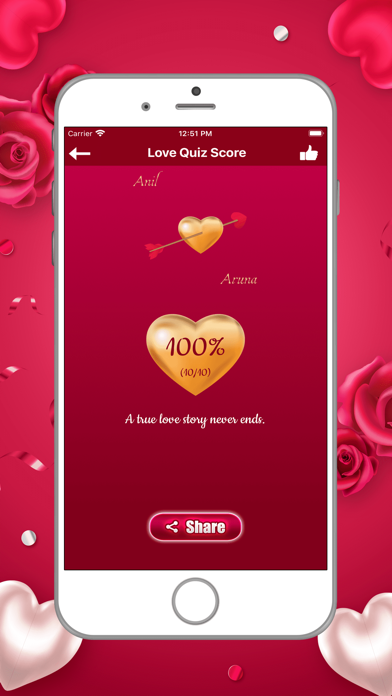 Love Quiz Cards Quotes Screenshot