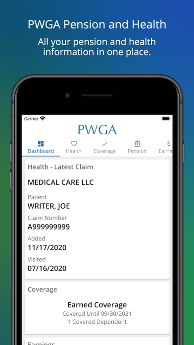 PWGA Pension and Health Screenshot